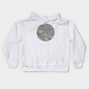 Soft Smudgy Pink and Green Floral Pattern Kids Hoodie